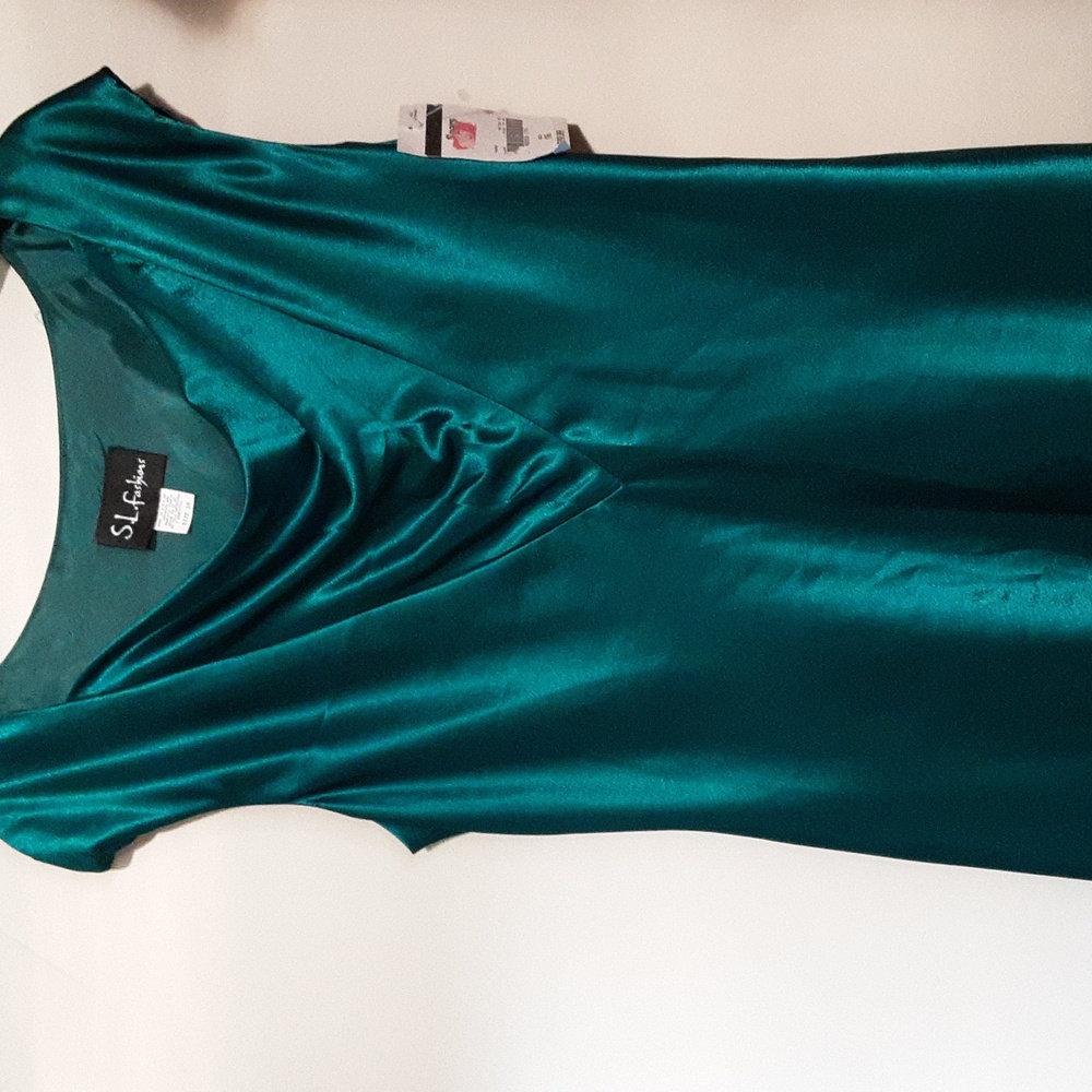Vintage emerald green satin dress
